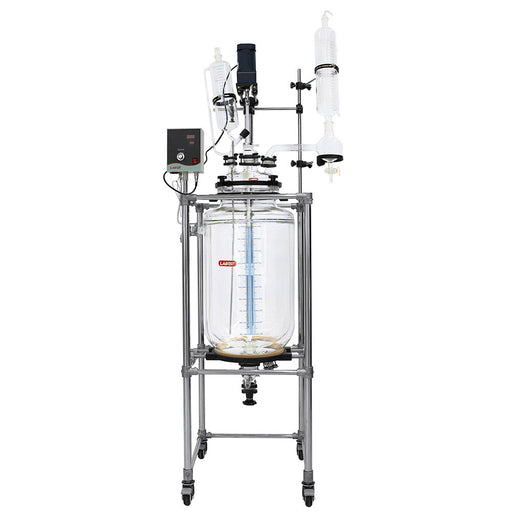 100L Chemical Lab Jacketed Glass Reactor Vessel with Digital Display for Laboratory Reaction - Blue Tiger Scientific