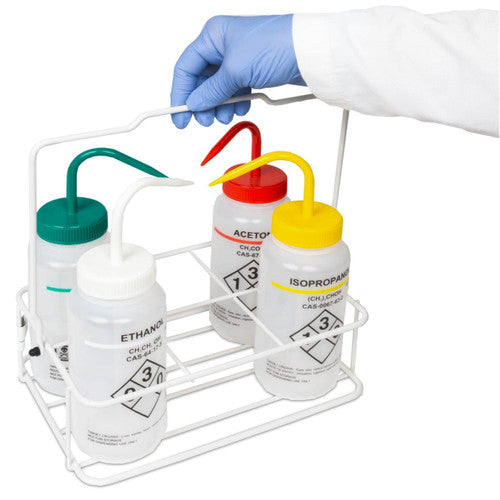Wire Bottle Rack Carrier | 6-Bottle Lab Transport Bottle Rack Carrier Heathrow Scientific