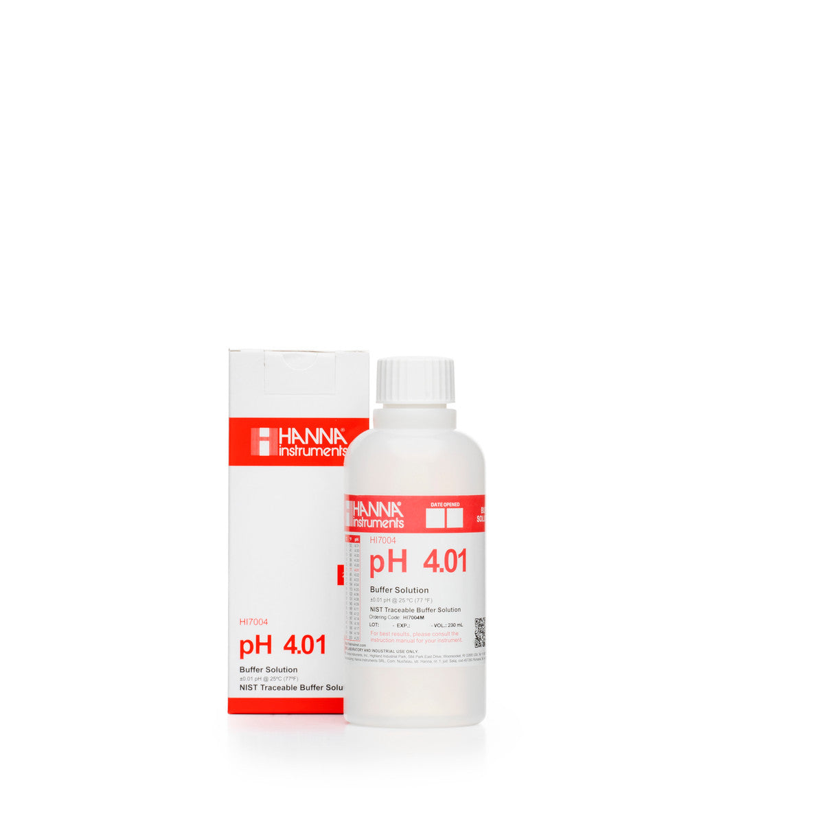 Hanna pH 4.01 Calibration Buffer Solution – HI7004L, HI5004 & HI6004 HI7004M – Standard – 230 mL Bottle Calibration Buffers Hanna Instruments