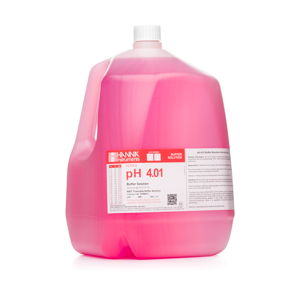 Hanna pH 4.01 Calibration Buffer Solution – HI7004L, HI5004 & HI6004 HI7004 1L – Standard – 1 L Bottle (color coded) Calibration Buffers Hanna Instruments