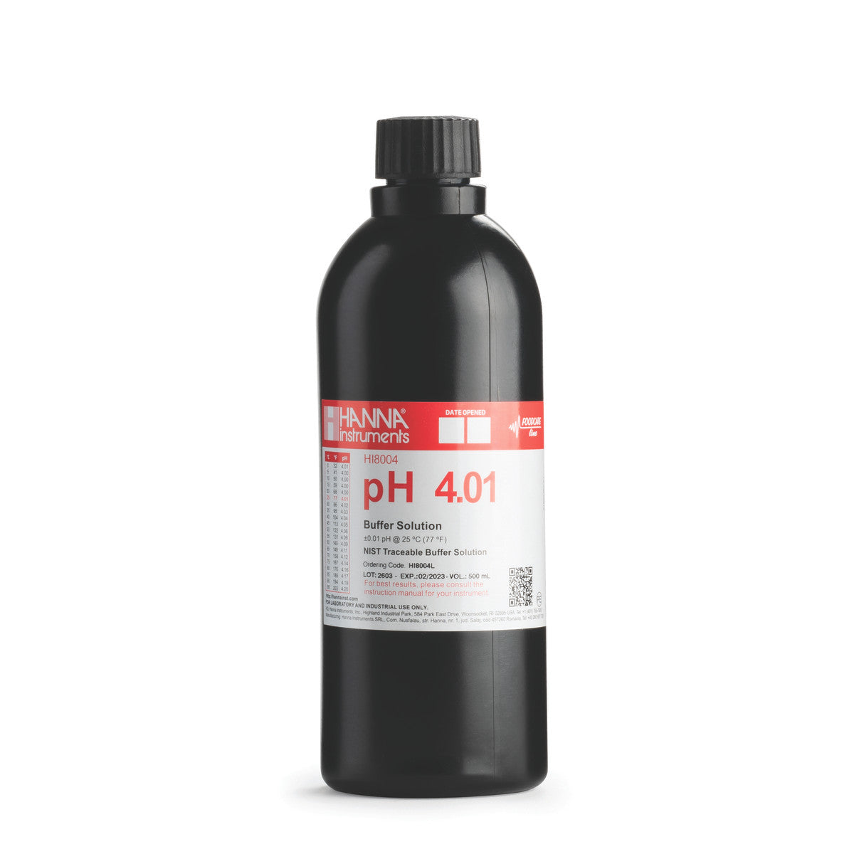 Hanna pH 4.01 Calibration Buffer Solution – HI7004L, HI5004 & HI6004 HI70004P – Standard – 20 mL Sachets (25 pcs.) Calibration Buffers Hanna Instruments