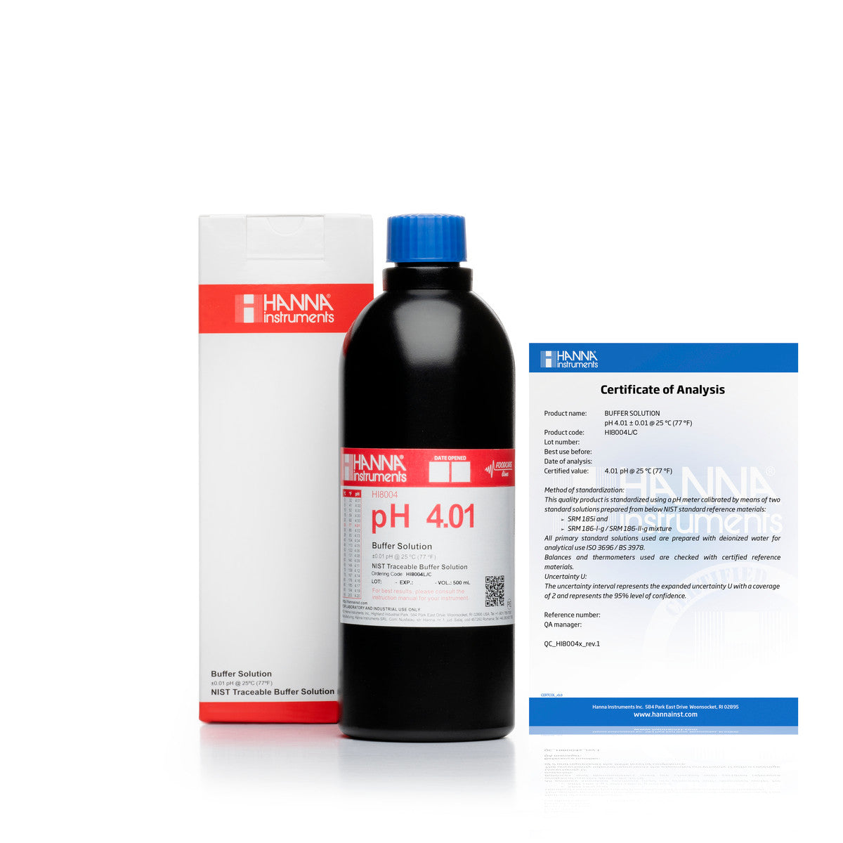 Hanna pH 4.01 Calibration Buffer Solution – HI7004L, HI5004 & HI6004 Calibration Buffers Hanna Instruments