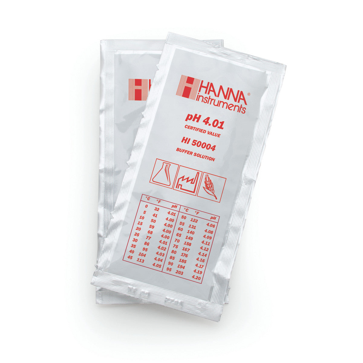 Hanna pH 4.01 Calibration Buffer Solution – HI7004L, HI5004 & HI6004 HI50004-02 – Technical – 20 mL Sachets (25 pcs.), COA Calibration Buffers Hanna Instruments