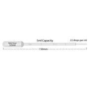 MTC Bio Disposable Transfer Pipettes – 1.5 to 7 mL, Sterile & Non-Sterile P4111-14 | 5mL | Large Bulb | Sterile | Peel Packs of 20 | 500 cs Transfer Pipettes MTC Bio