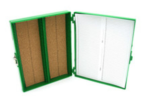 Heathrow Scientific 100-Place Premium Slide Boxes Green Heathrow Scientific