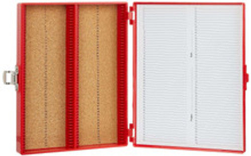 Heathrow Scientific 100-Place Premium Slide Boxes Red Heathrow Scientific