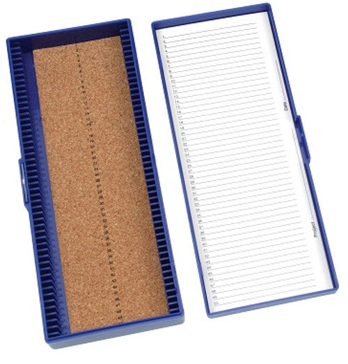 Heathrow Scientific 50-Place Premium Slide Boxes Blue Heathrow Scientific