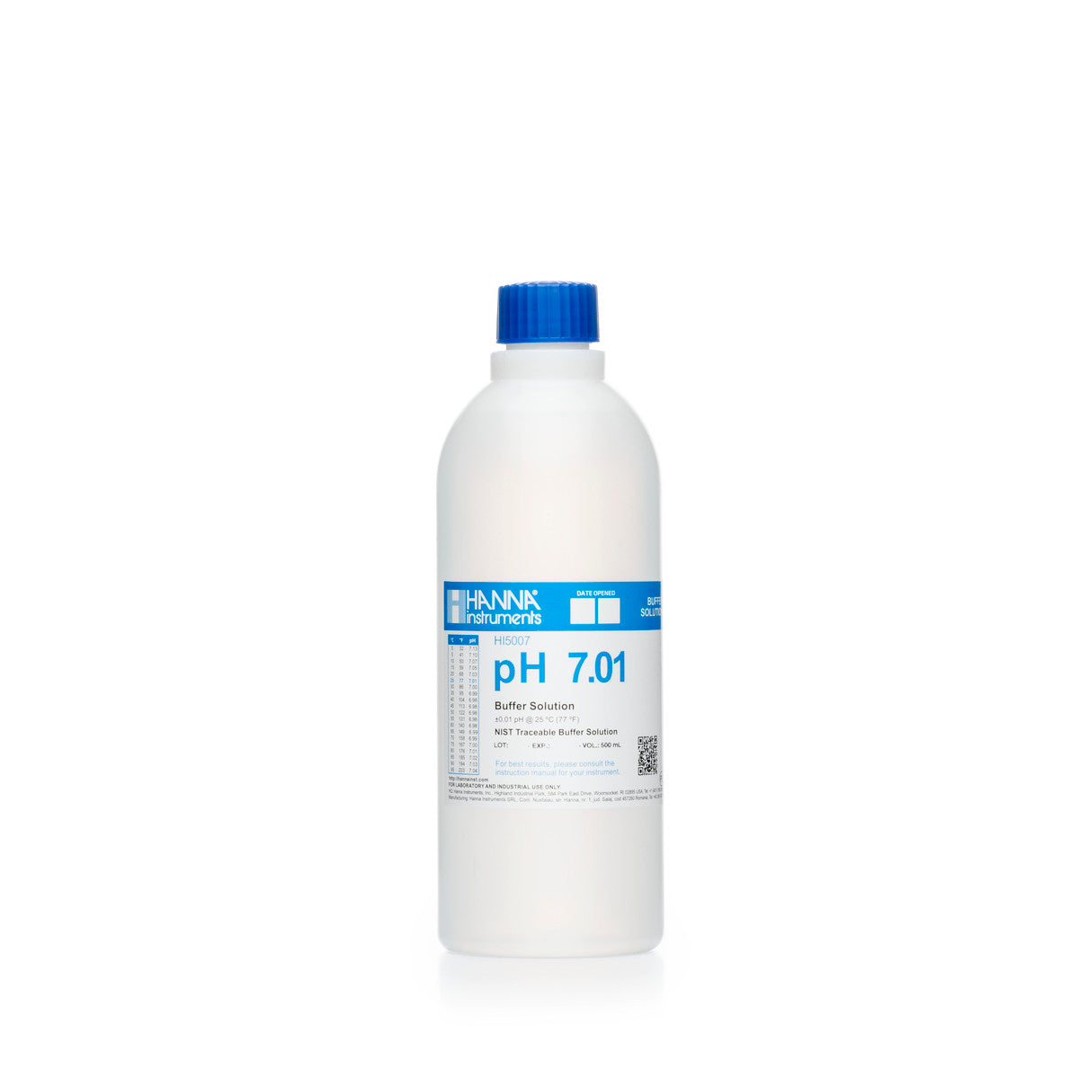 Hanna pH 7.01 Calibration Buffer Solution – HI7007L, HI5007 & HI6007 HI5007 – Technical – 500 mL Bottle, COA Calibration Buffers Hanna Instruments