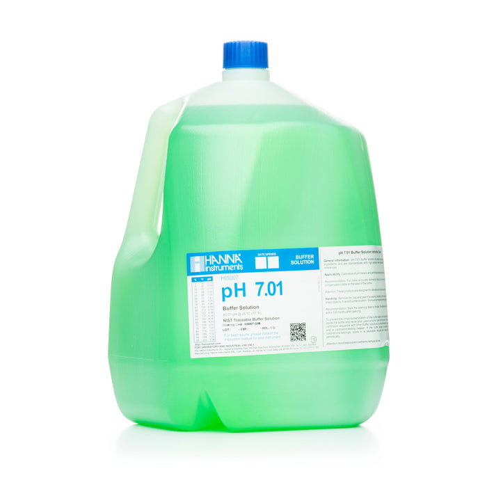 Hanna pH 7.01 Calibration Buffer Solution – HI7007L, HI5007 & HI6007 HI5007-G08 – Technical – 1 gal Bottles (2 pcs., color coded), COA Calibration Buffers Hanna Instruments
