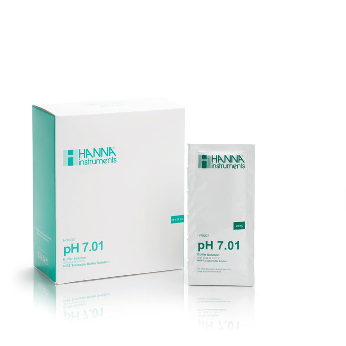 Hanna pH 7.01 Calibration Buffer Solution – HI7007L, HI5007 & HI6007 HI70007P – Standard – 20 mL Sachets (25 pcs.) Calibration Buffers Hanna Instruments