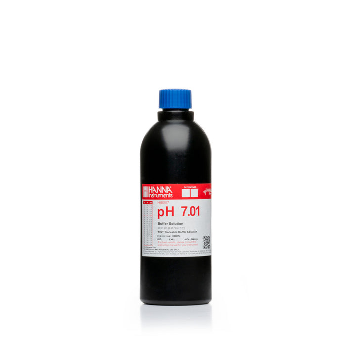 Hanna pH 7.01 Calibration Buffer Solution – HI7007L, HI5007 & HI6007 HI8007L – Standard – 500 mL FDA Bottle Calibration Buffers Hanna Instruments