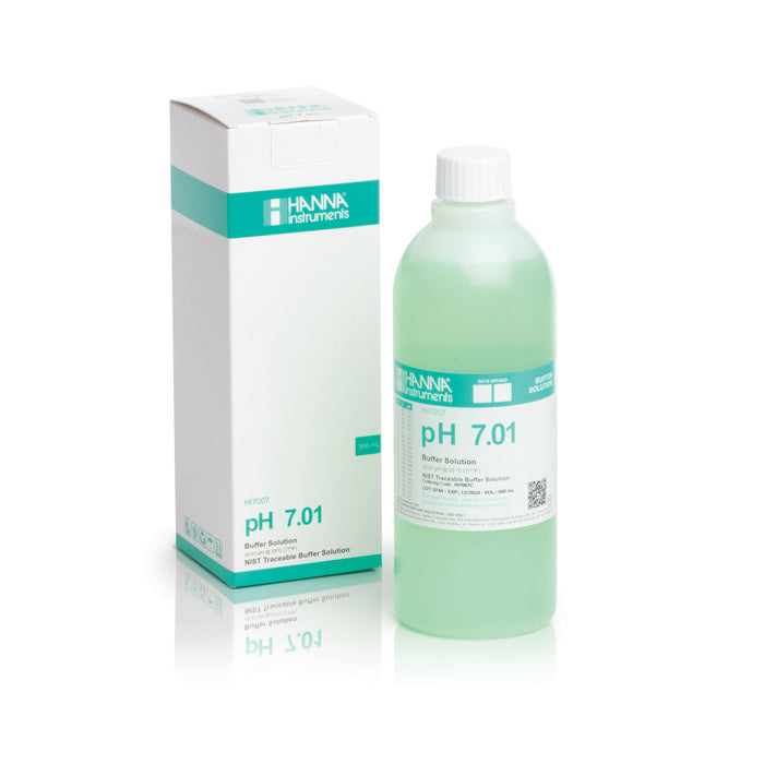 Hanna pH 7.01 Calibration Buffer Solution – HI7007L, HI5007 & HI6007 HI7007C – Standard – 500 mL Bottle (color coded) Calibration Buffers Hanna Instruments