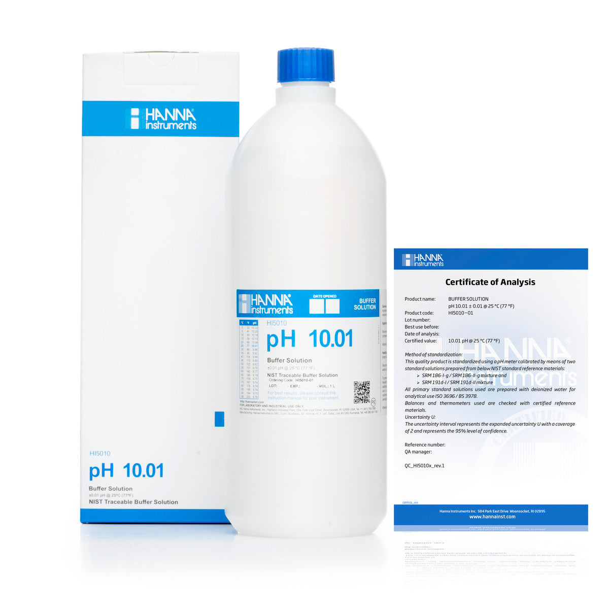 Hanna pH 10.01 Calibration Buffer Solution – HI7010L, HI5010 & HI6010 Calibration Buffers Hanna Instruments