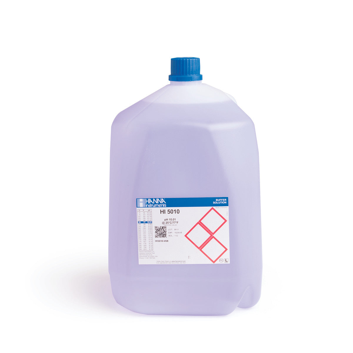 Hanna pH 10.01 Calibration Buffer Solution – HI7010L, HI5010 & HI6010 HI5010-V08 – Technical – 1 gal Bottles (2 pcs., color coded), COA Calibration Buffers Hanna Instruments