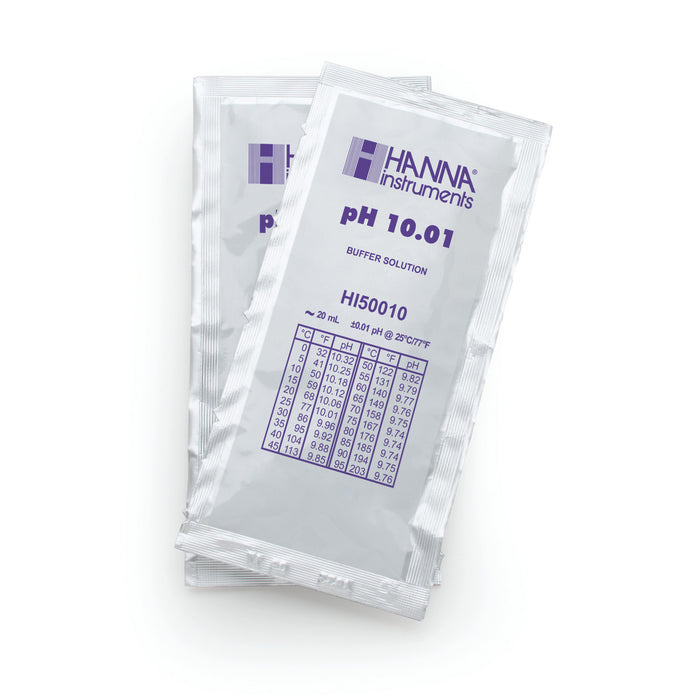 Hanna pH 10.01 Calibration Buffer Solution – HI7010L, HI5010 & HI6010 HI50010-02 – Technical – 20 mL Sachets (25 pcs.), COA Calibration Buffers Hanna Instruments
