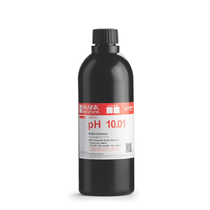 Hanna pH 10.01 Calibration Buffer Solution – HI7010L, HI5010 & HI6010 HI8010L – Standard – 500 mL FDA Bottle Calibration Buffers Hanna Instruments
