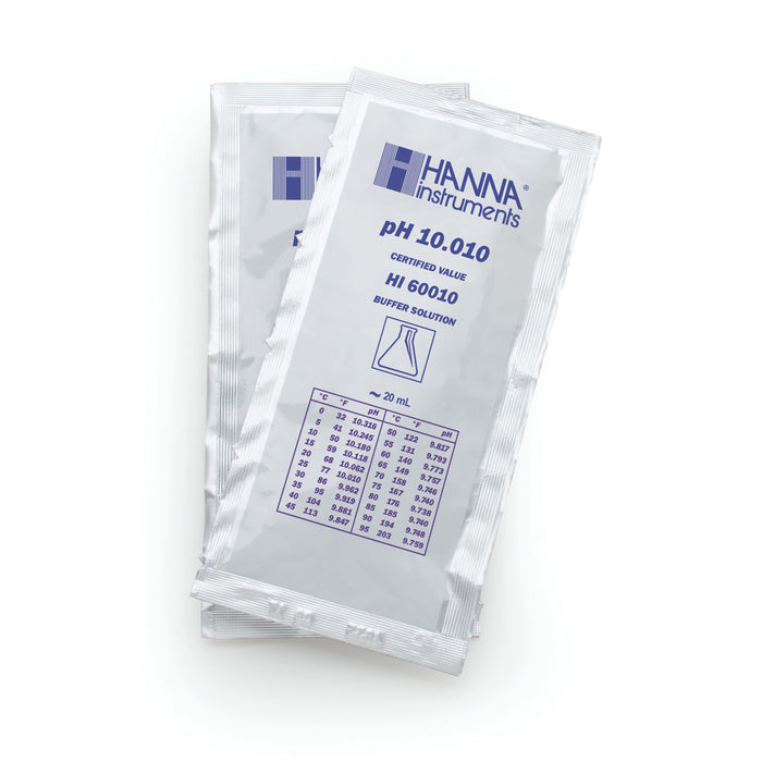 Hanna pH 10.01 Calibration Buffer Solution – HI7010L, HI5010 & HI6010 HI60010-02 – Millesimal – 20 mL Sachets (25 pcs.), COA Calibration Buffers Hanna Instruments