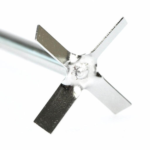Scilogex Cross stirrer, 316L stainless steel. Shaft 400mm long x 8mm diameter. Impeller width 50mm. Scilogex
