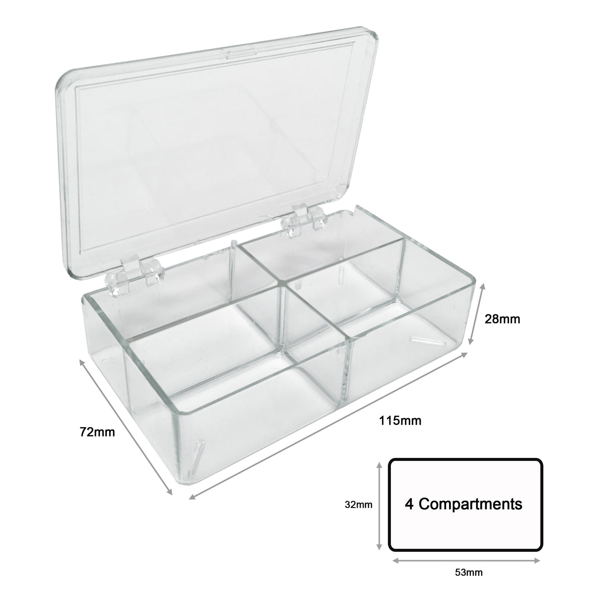MTC Bio Western Blot Boxes – Clear & Opaque Black, Hinged Lid B1203 | MultiBox™ | 4 Compartments, 32 x 53 x 28mm each | For Various Gels | 6 pk Western Blot Boxes MTC Bio