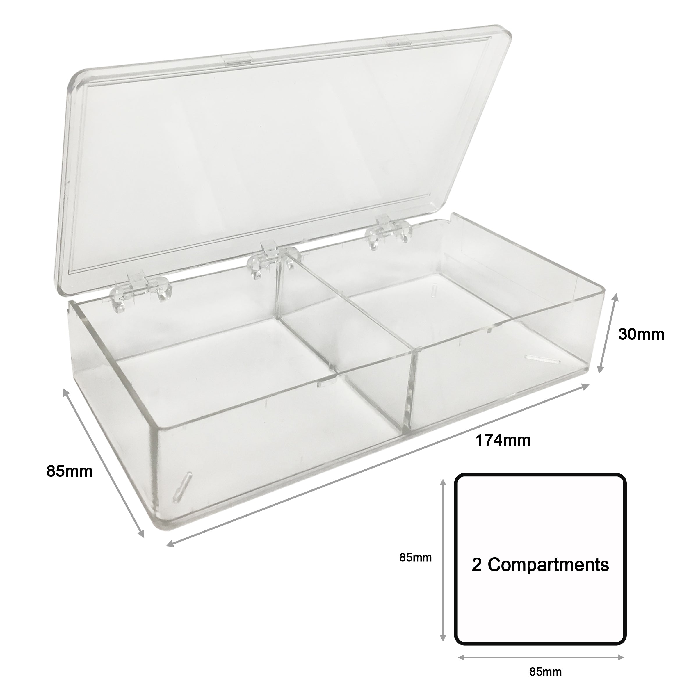 MTC Bio Western Blot Boxes – Clear & Opaque Black, Hinged Lid B1212 | MultiBox™ | 2 Compartments, 85 x 85 x 30mm each | For Novex & Bio-Rad Mini Gels | 6 pk Western Blot Boxes MTC Bio