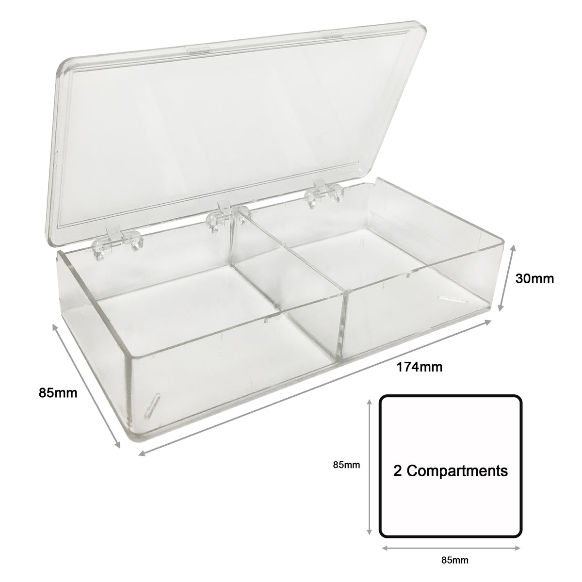 MTC Bio Western Blot Boxes – Clear & Opaque Black, Hinged Lid B1212 | MultiBox™ | 2 Compartments, 85 x 85 x 30mm each | For Novex & Bio-Rad Mini Gels | 6 pk Western Blot Boxes MTC Bio