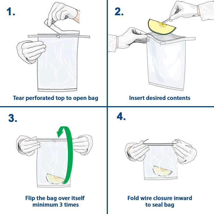 MTC Bio Flip 'n Fold™ Sterile Sampling Bags – 2 oz to 55 oz Sampling Bags MTC Bio