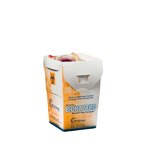 Biohazard Benchtop Keepers | Lab Waste Containers Small-100 Pack Biohazard Collection Containers Heathrow Scientific