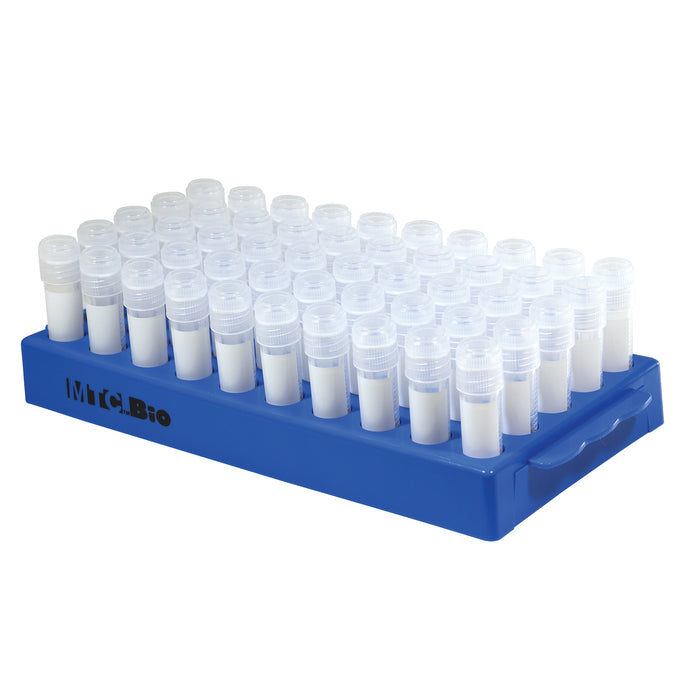 MTC Bio Sterile Cryogenic Vials – 1 to 5 mL, Internal & External Thread V5920 | Locking Rack, 50-Place (5×10) | 4 cs Cryogenic Vials MTC Bio