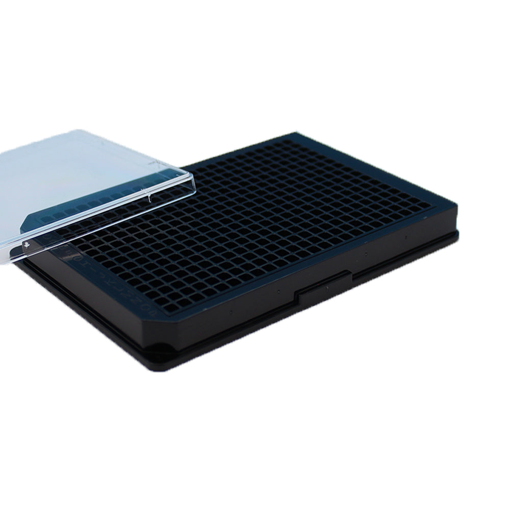 MTC Bio ILP DP110F-384-BLK black 384 square well flat-bottom assay plate