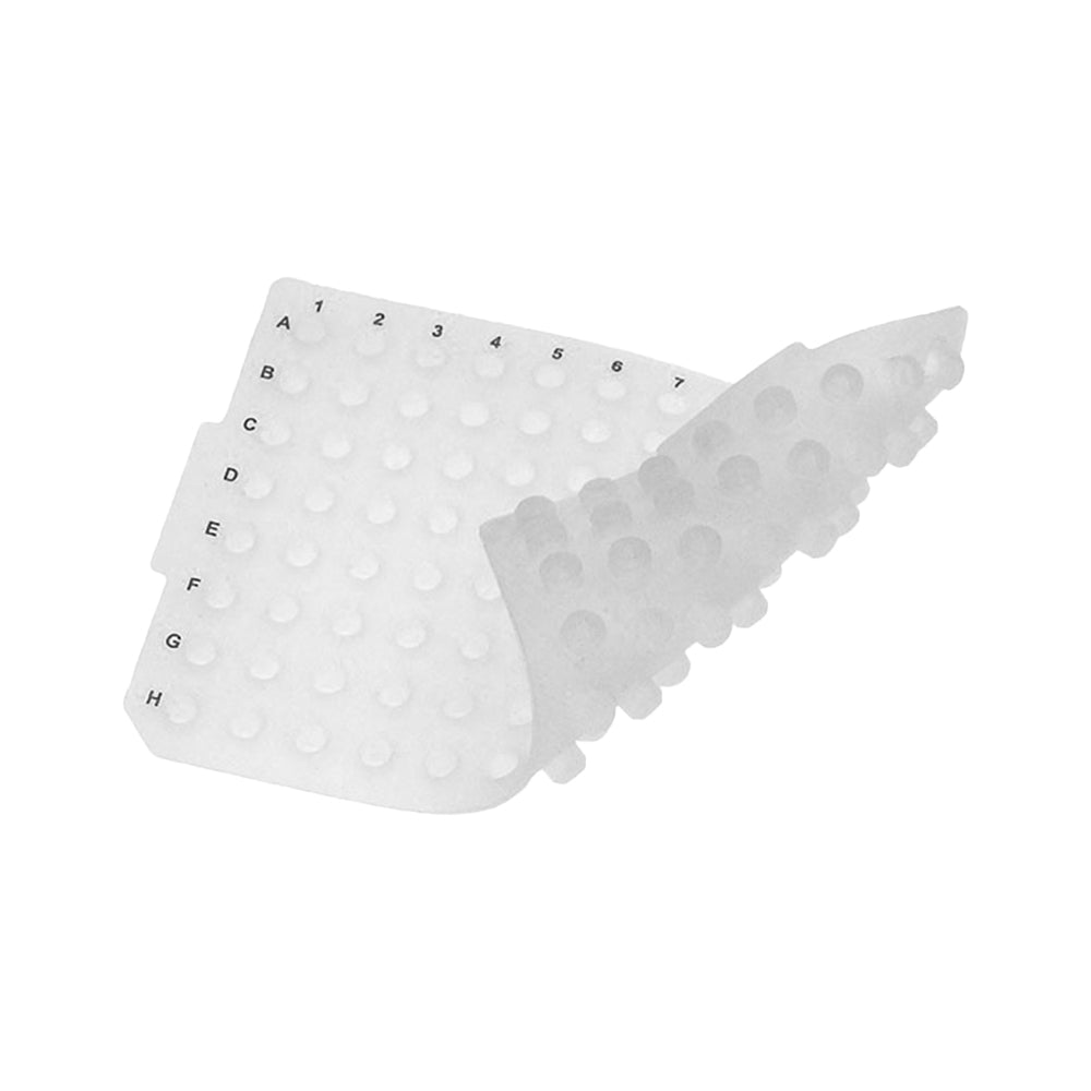 MTC Bio Silicone Sealing Mats – 24, 48, 96 & 384-Well, Pre-Slit & PTFE-Coated, OptiWell™ & ILP 96 Round Well · Ø5.3–5.7 mm (PCR & Shallow) ILP · Ø5.51 mm PCR · Line (–) Perforation · Printed · 50 cs Sealing Mats MTC Bio