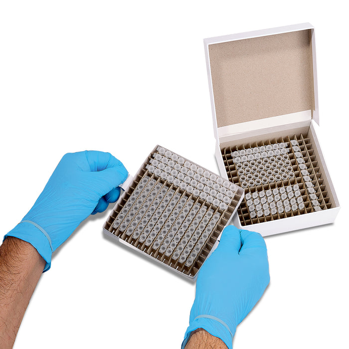MTC Bio Freezer Boxes – FlipTop™ Cardboard, Polycarbonate & PCR R2392 | DoubleDecker™ PCR Box | 392-Place (2×196) | 5 pk Freezer Boxes MTC Bio