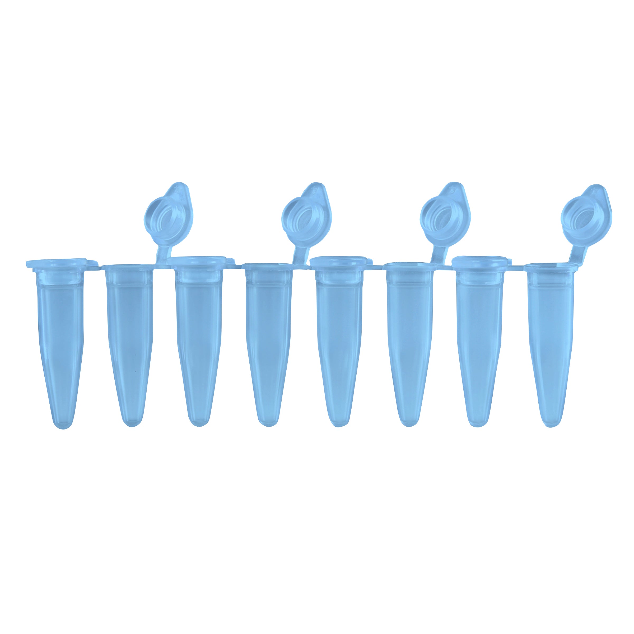 MTC Bio PureAmp™ PCR Tubes & 8-Strips – 0.2 mL, Flat & Domed Caps, 7 Colors P3010-A-B | 8-Strip, 0.2 mL | Attached Flat Caps | Blue | 120 strips pk PCR Tubes MTC Bio
