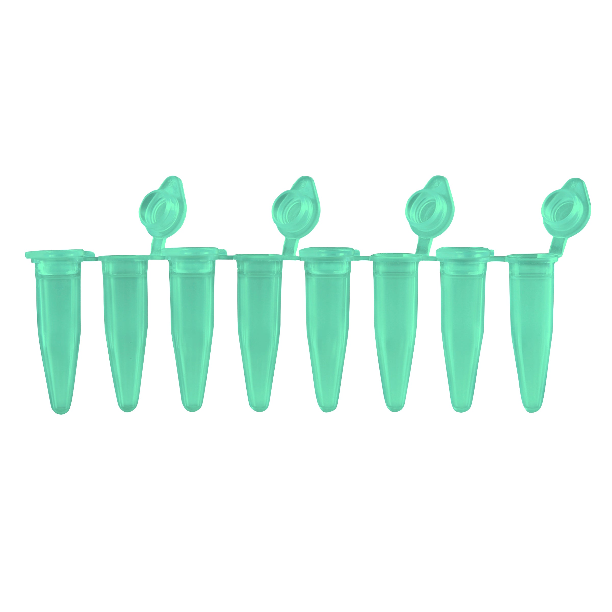 MTC Bio PureAmp™ PCR Tubes & 8-Strips – 0.2 mL, Flat & Domed Caps, 7 Colors P3010-A-G | 8-Strip, 0.2 mL | Attached Flat Caps | Green | 120 strips pk PCR Tubes MTC Bio