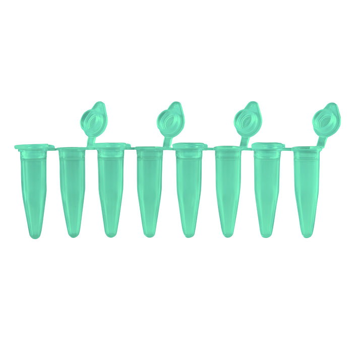 MTC Bio PureAmp™ PCR Tubes & 8-Strips – 0.2 mL, Flat & Domed Caps, 7 Colors P3010-A-G | 8-Strip, 0.2 mL | Attached Flat Caps | Green | 120 strips pk PCR Tubes MTC Bio