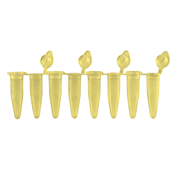 MTC Bio PureAmp™ PCR Tubes & 8-Strips – 0.2 mL, Flat & Domed Caps, 7 Colors P3010-A-Y | 8-Strip, 0.2 mL | Attached Flat Caps | Yellow | 120 strips pk PCR Tubes MTC Bio