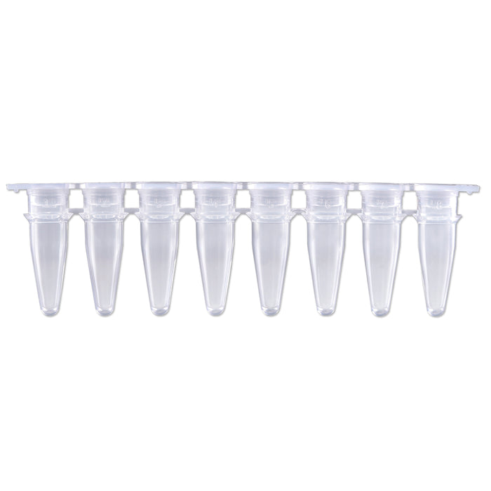MTC Bio PureAmp™ PCR Tubes & 8-Strips – 0.2 mL, Flat & Domed Caps, 7 Colors P3010-S | 8-Strip, 0.2 mL | Separate Flat Cap Strips | Natural | 120 strips pk PCR Tubes MTC Bio