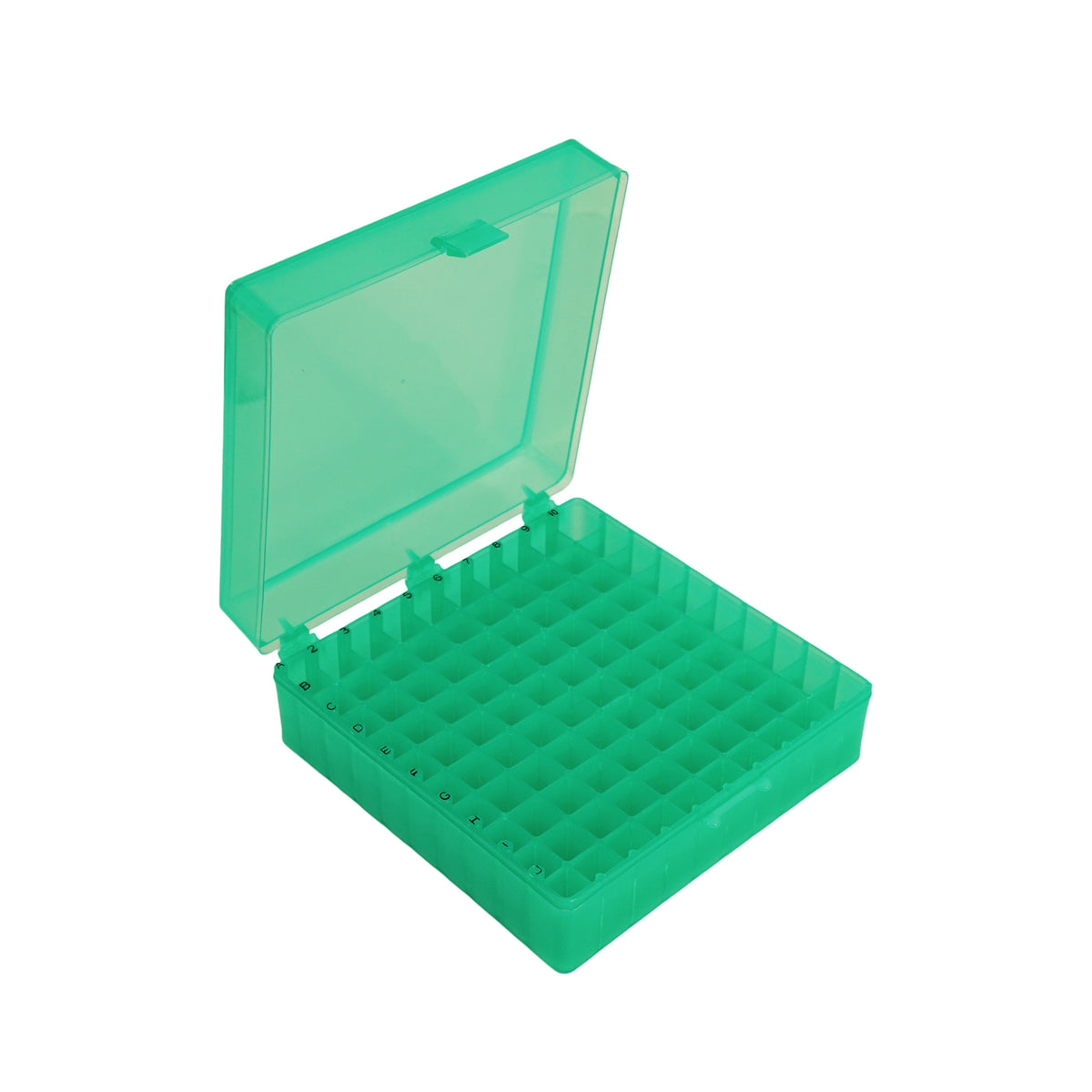 MTC Bio R1020-G green 100-place storage box with hinged lid
