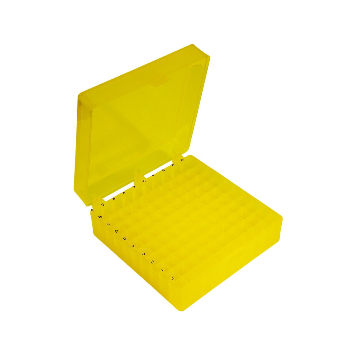 MTC Bio R1020-Y yellow 100-place storage box with hinged lid