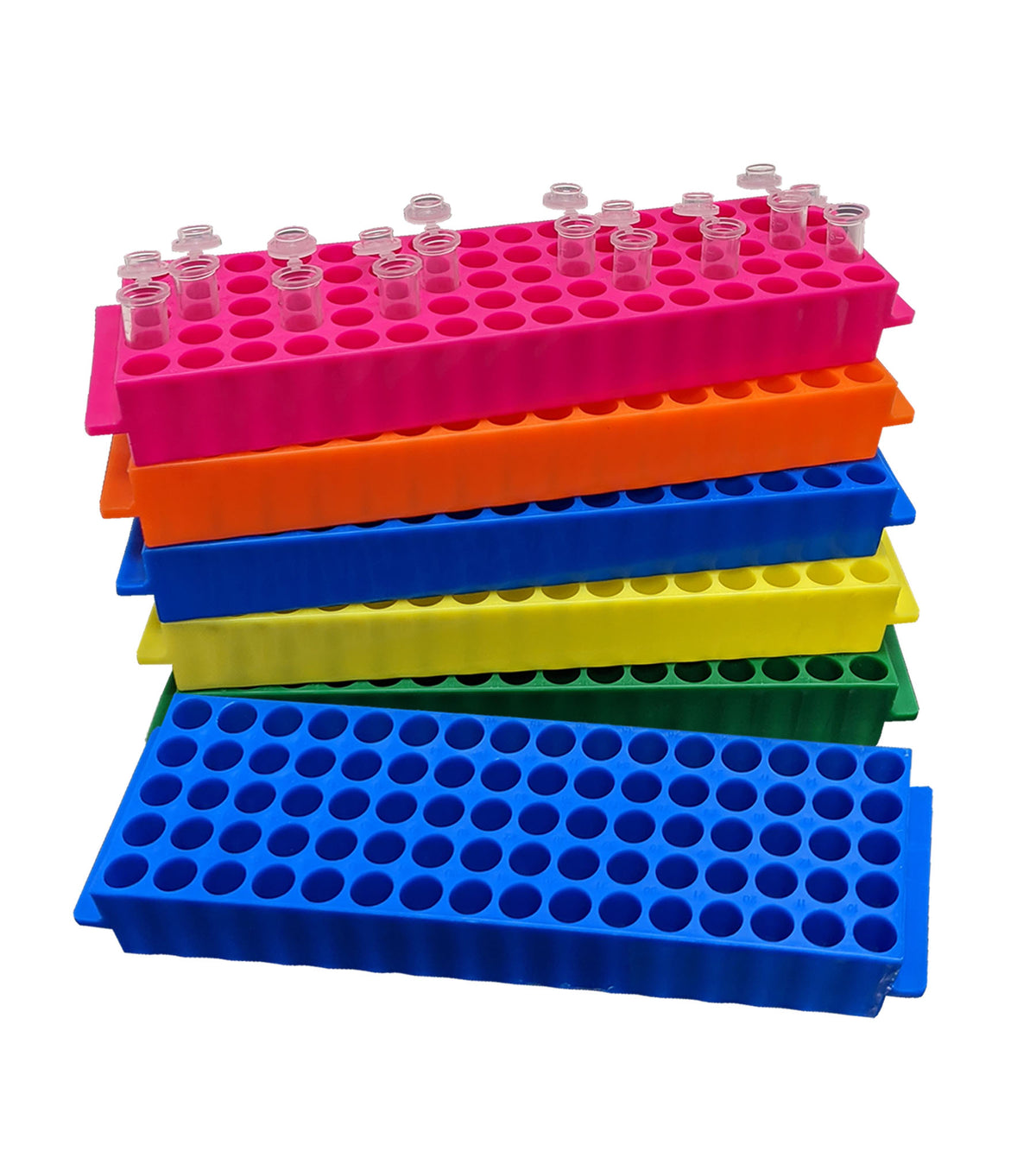 MTC Bio R1040 80-place polypropylene microtube racks, rainbow pack