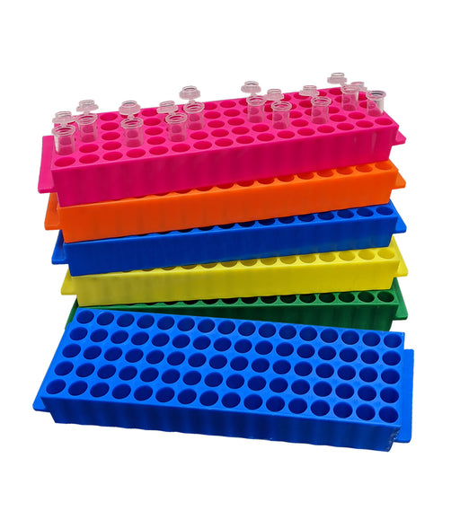 MTC Bio Tube Racks & Storage Boxes – Microtube, Conical, PCR & Freezer, Rainbow Packs 80-Place Microtube Rack · 1.5 2.0 mL · 5 pk Tube Racks MTC Bio
