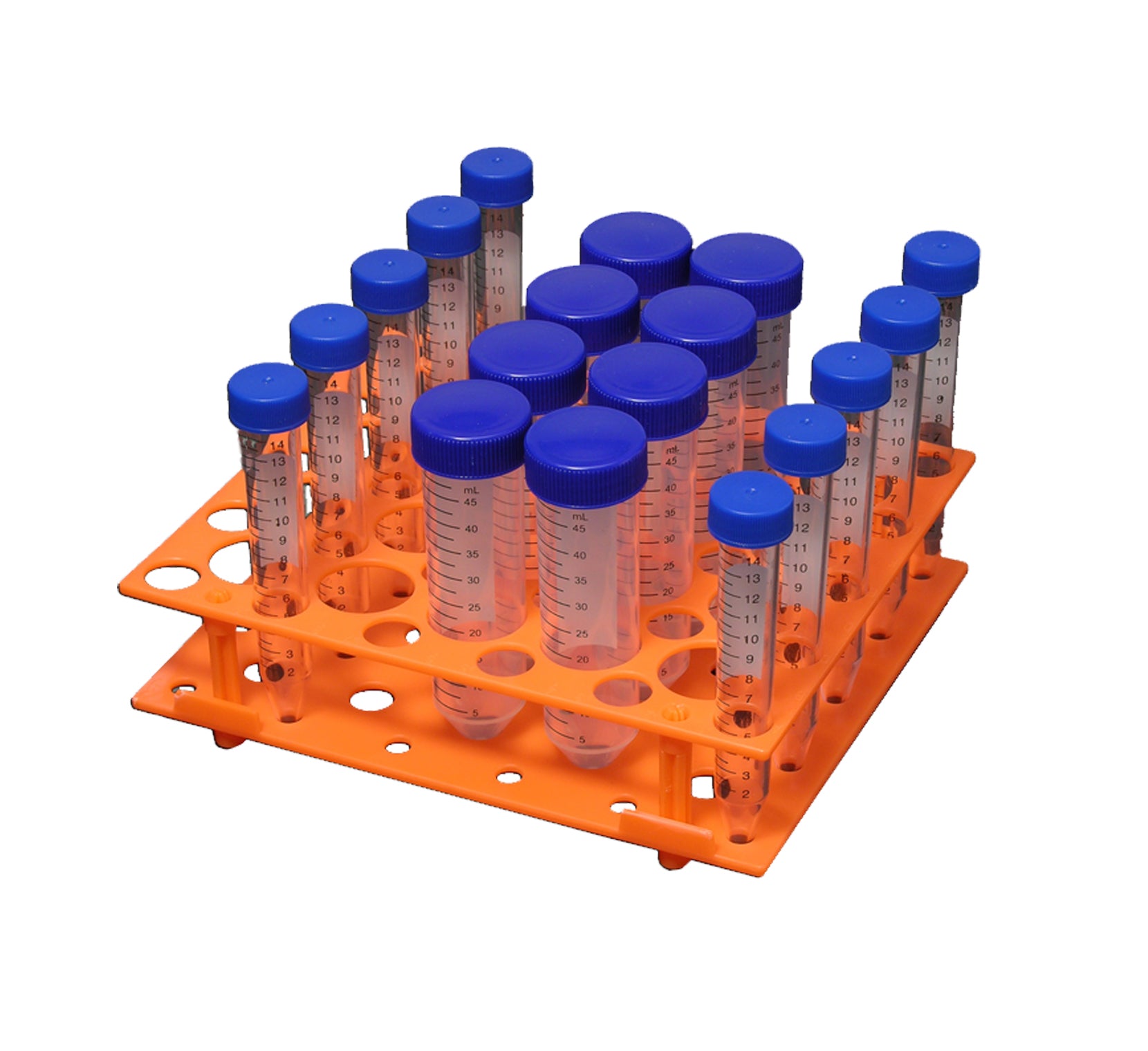 MTC Bio R1070 polypropylene rack for 15 and 50 mL conical tubes, orange