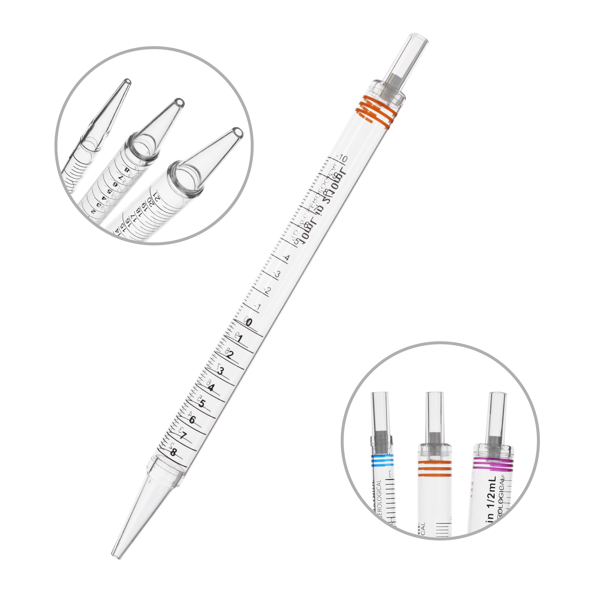 MTC Bio Sterile Serological Pipettes – 1 to 50 mL, Individually Wrapped P8270-10RL | 10 mL | Orange | Short 230 mm | 200 cs Serological Pipettes MTC Bio