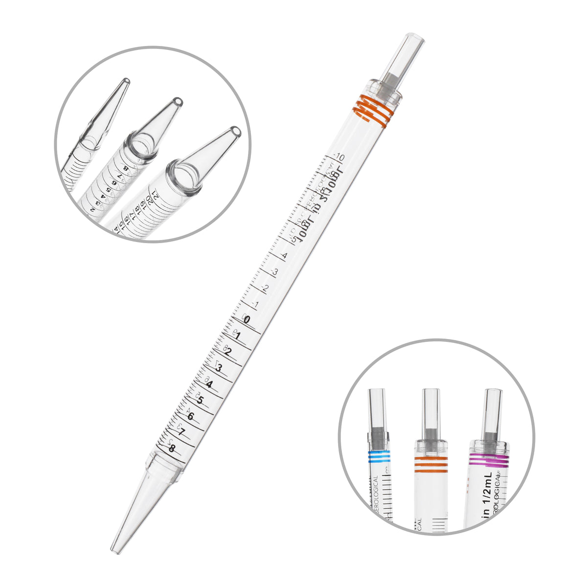 MTC Bio Sterile Serological Pipettes – 1 to 50 mL, Individually Wrapped P8270-10RL | 10 mL | Orange | Short 230 mm | 200 cs Serological Pipettes MTC Bio
