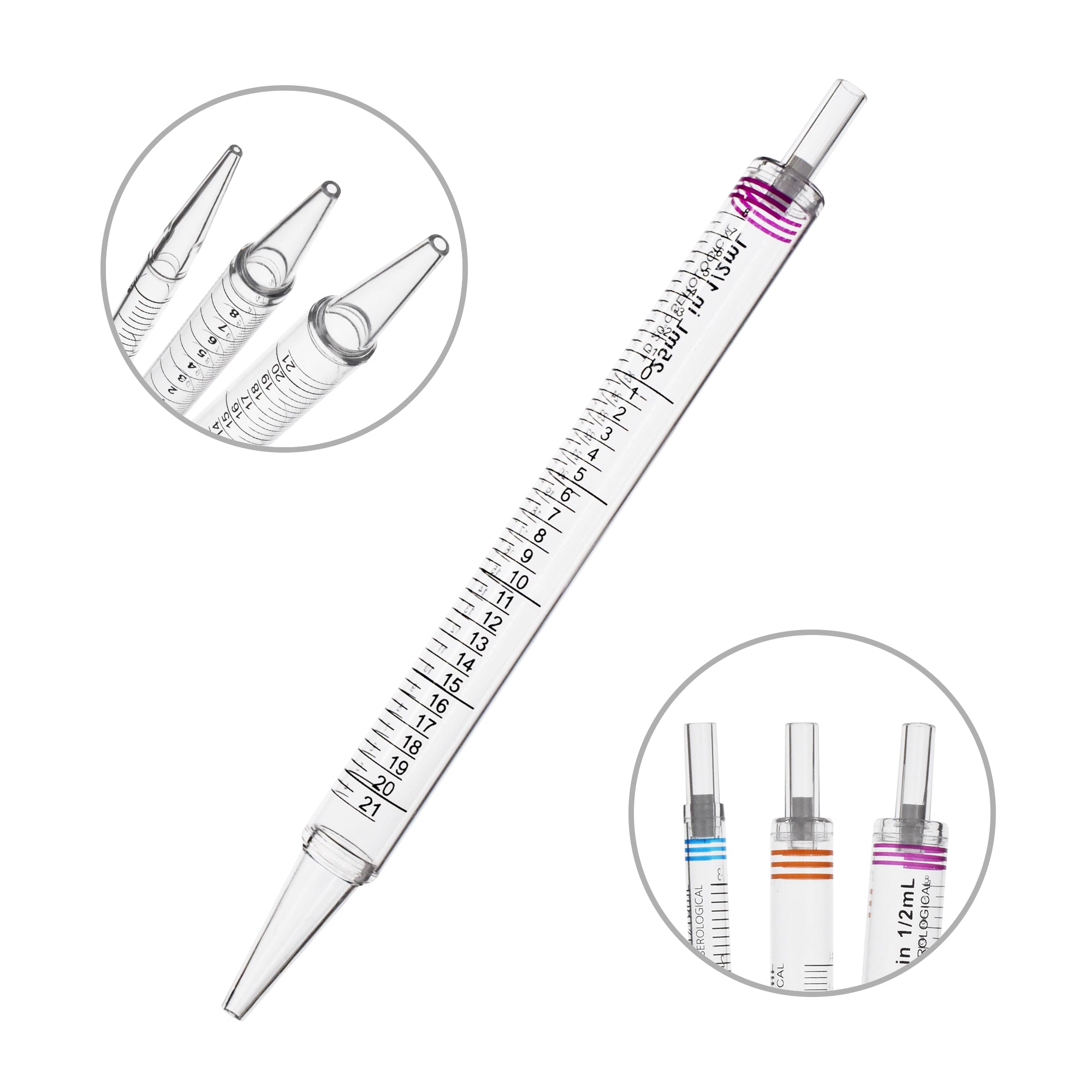 MTC Bio Sterile Serological Pipettes – 1 to 50 mL, Individually Wrapped P8270-25RL | 25 mL | Magenta | Short 230 mm | 200 cs Serological Pipettes MTC Bio