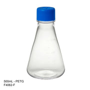 MTC Bio Erlenmeyer Shaker Flasks – 125 to 1000 mL 500 mL | Flat PETG | 12 per case Erlenmeyer Flasks MTC Bio