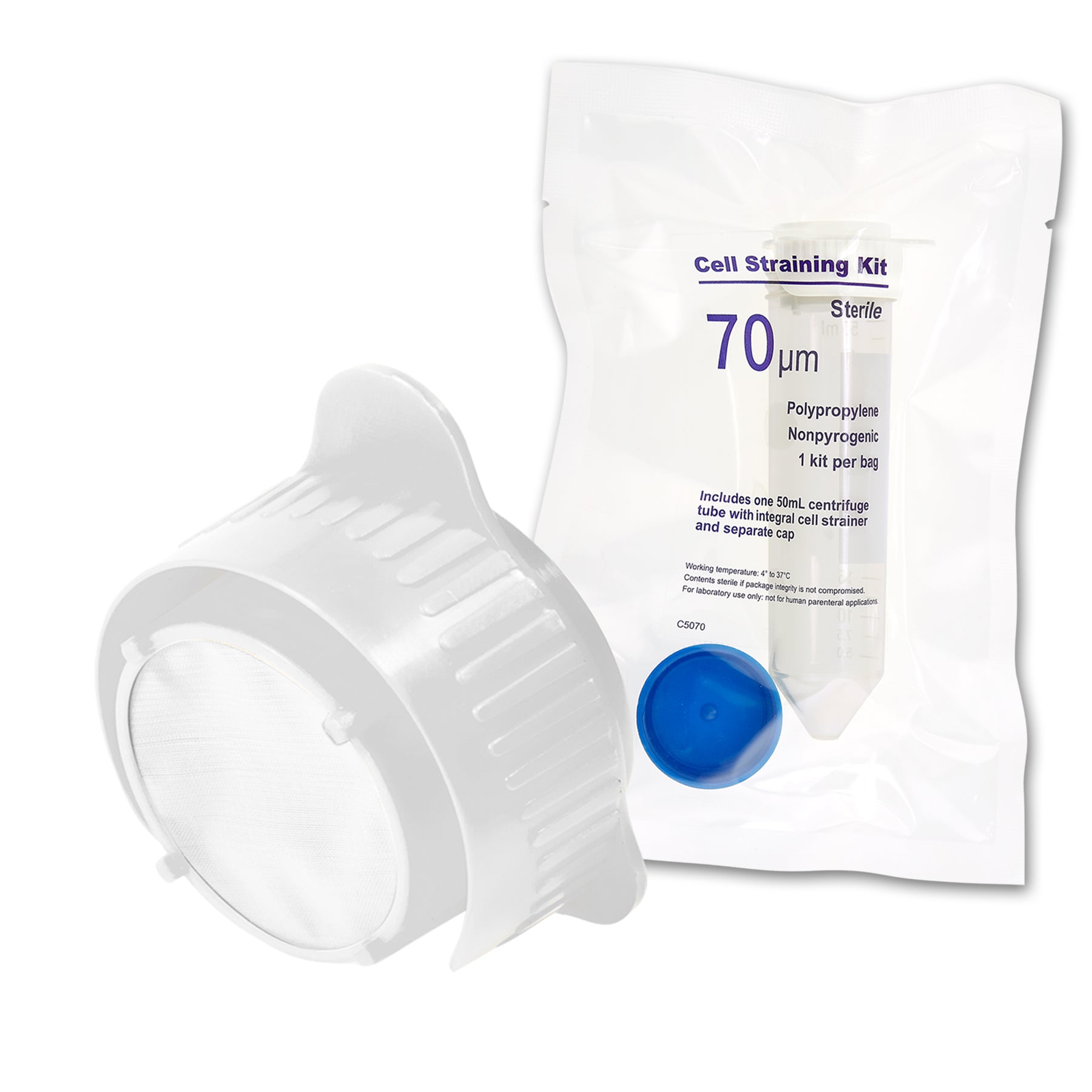 MTC Bio ReadyStrain™ Cell Straining Kits – 40, 70 & 100 µm 70 µm | White | 50 kits pack Cell Strainers MTC Bio