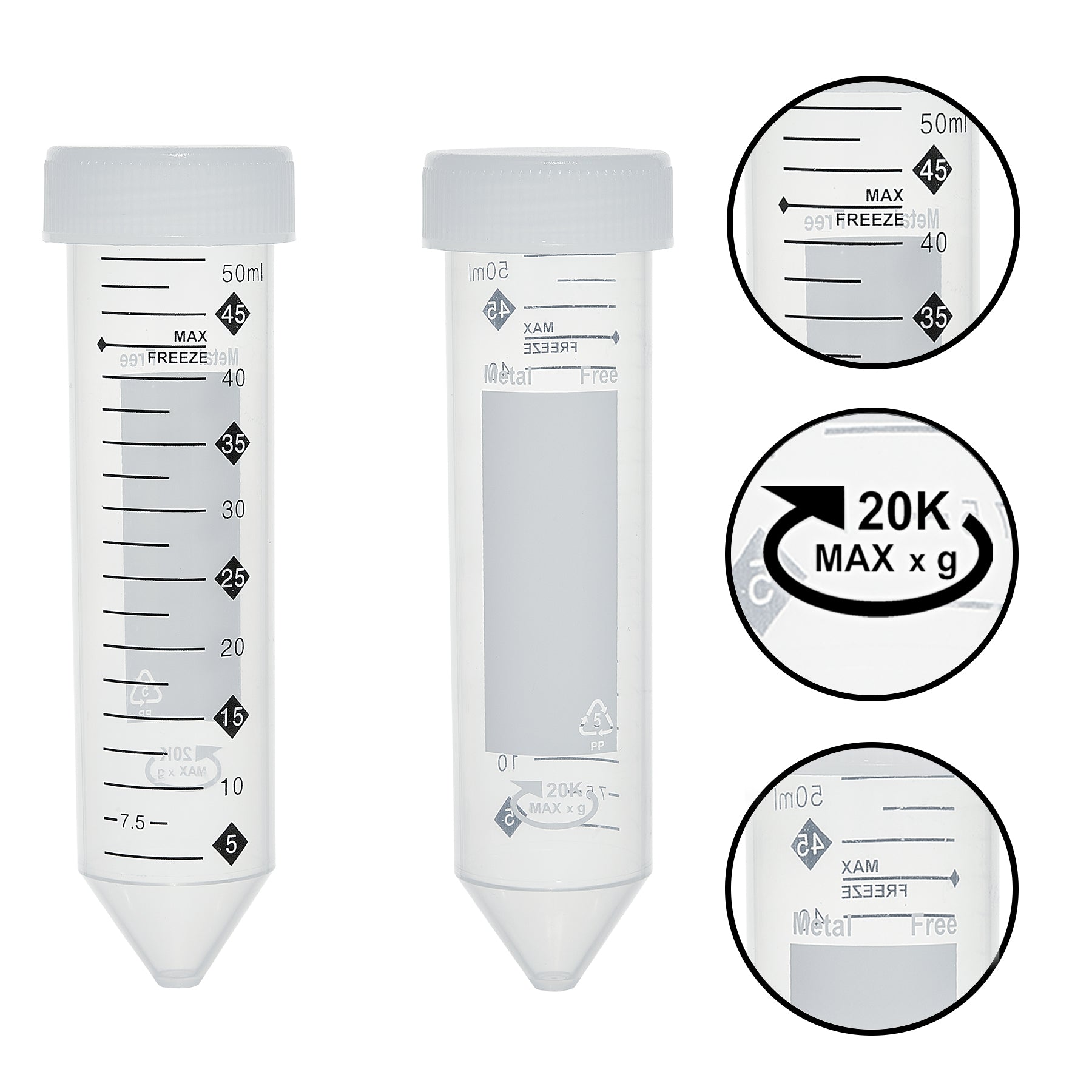 MTC Bio TotalPure™ Metal-Free Centrifuge Tubes – C2903 50 mL | 25 per bag | 500 per case