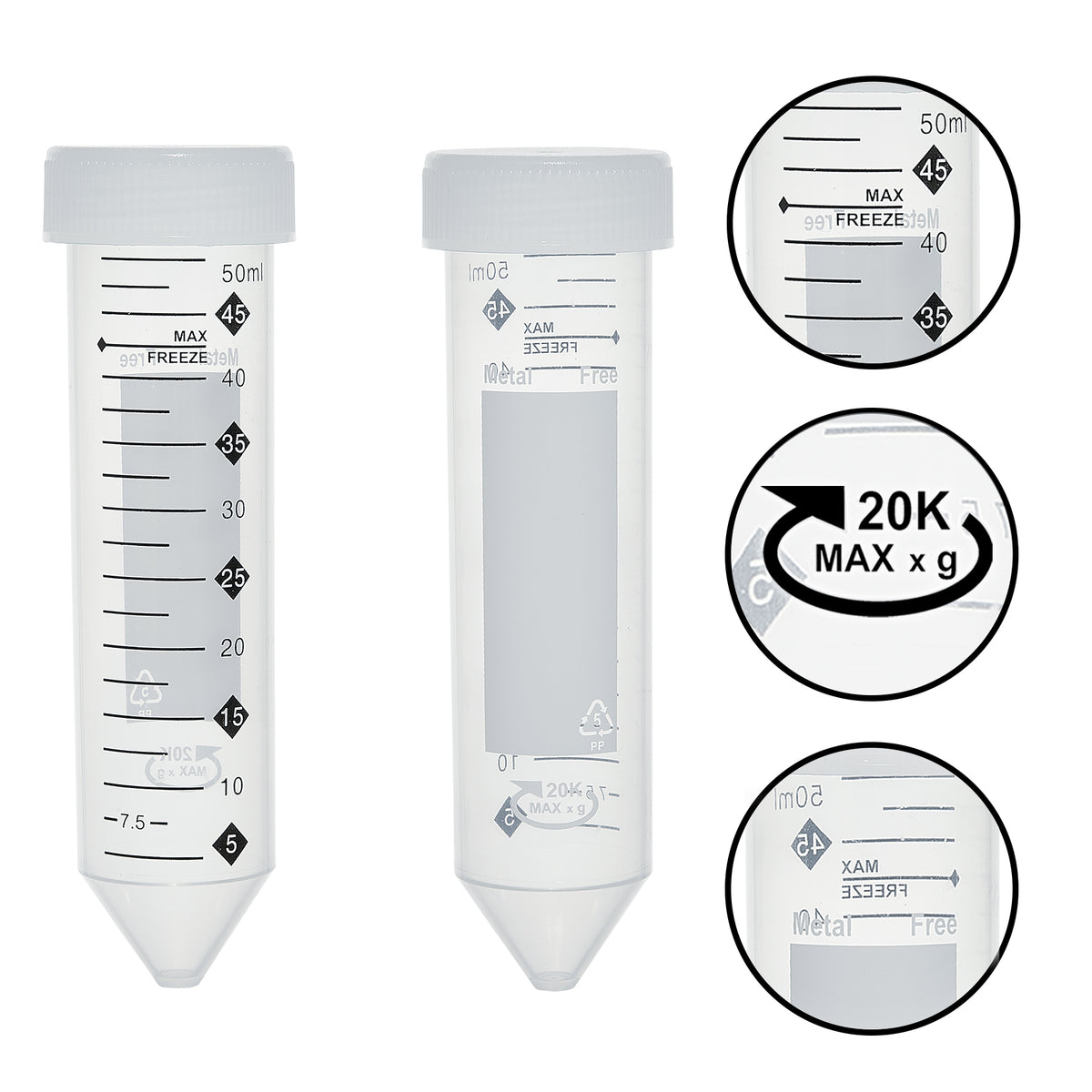 MTC Bio TotalPure™ Metal-Free Centrifuge Tubes – C2903 50 mL | 25 per bag | 500 per case
