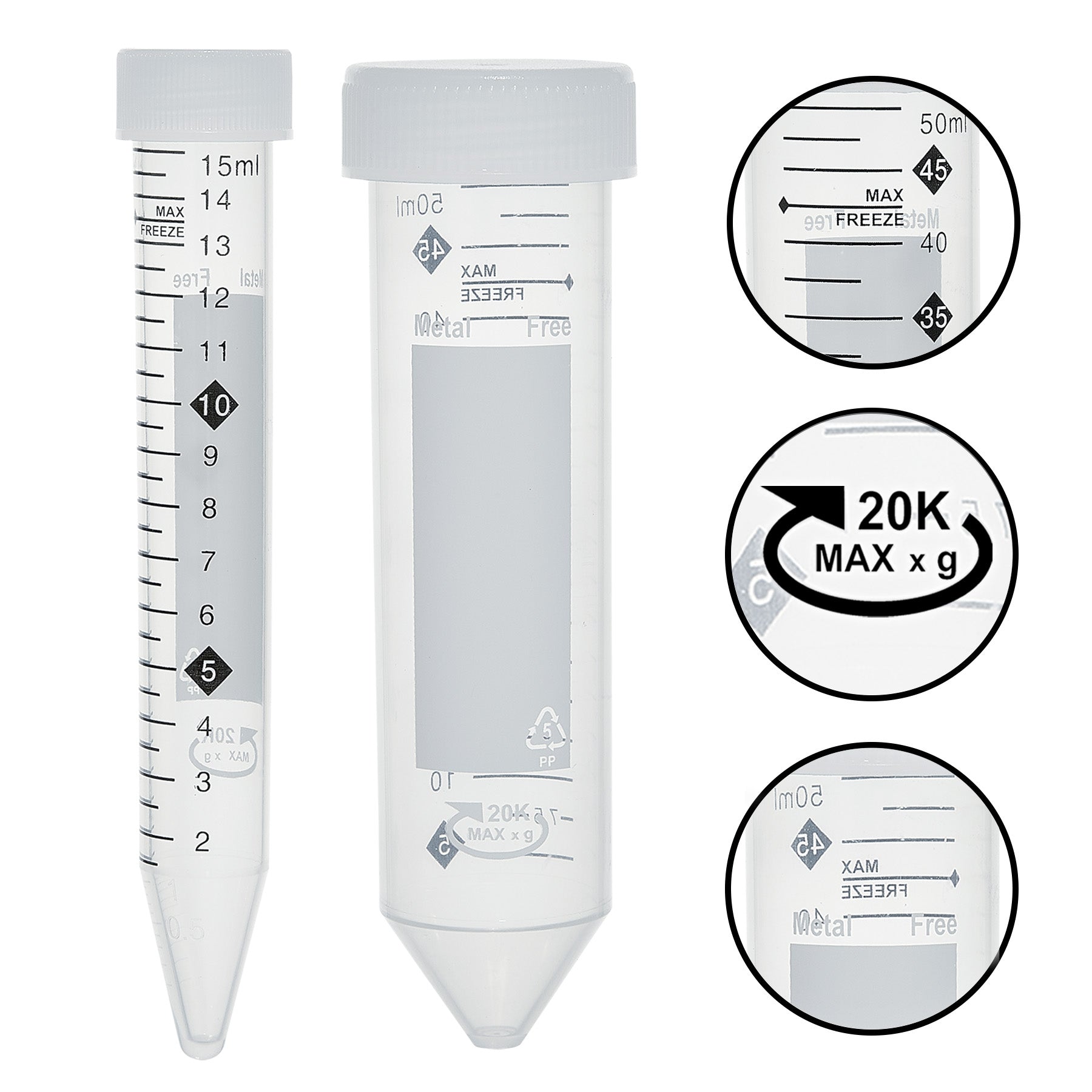 MTC Bio TotalPure™ Metal-Free Centrifuge Tubes – C2915-W 15 mL | Individually wrapped | 250 per case