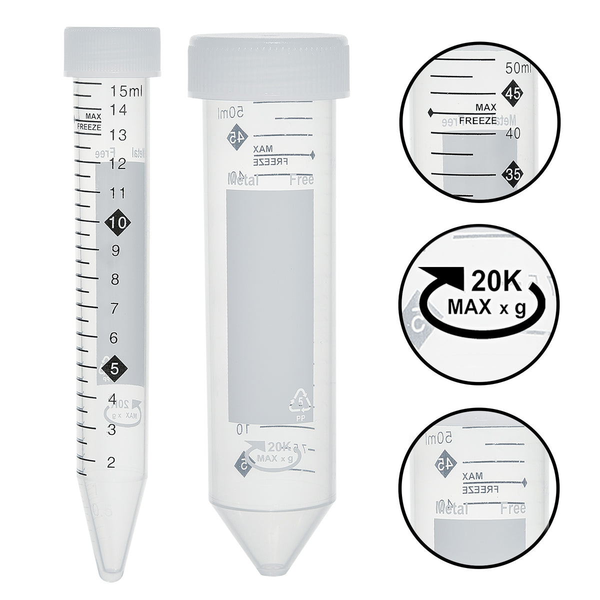 MTC Bio TotalPure™ Metal-Free Centrifuge Tubes – C2915-W 15 mL | Individually wrapped | 250 per case